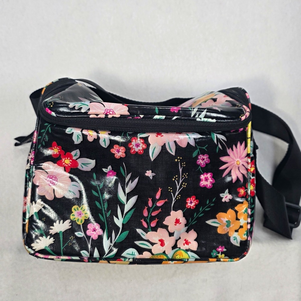 Vera Bradley Floral Tangerine Twist Lunch Bag Zipper Handle Reusable 10x7x5"